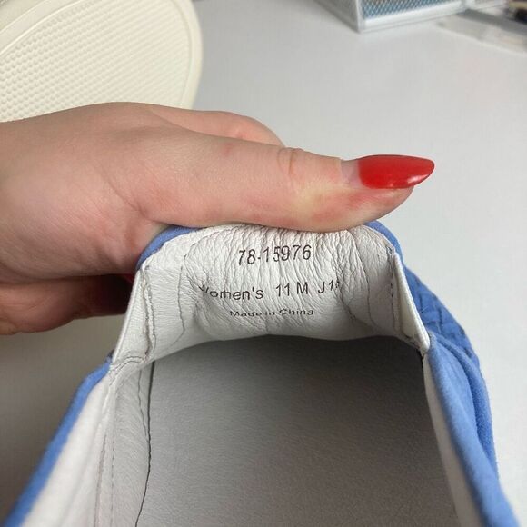 Johnston and Murphy Women's Elaina Blue Suede Leather Slip On Weave Sneakers 11 - Picture 6 of 6